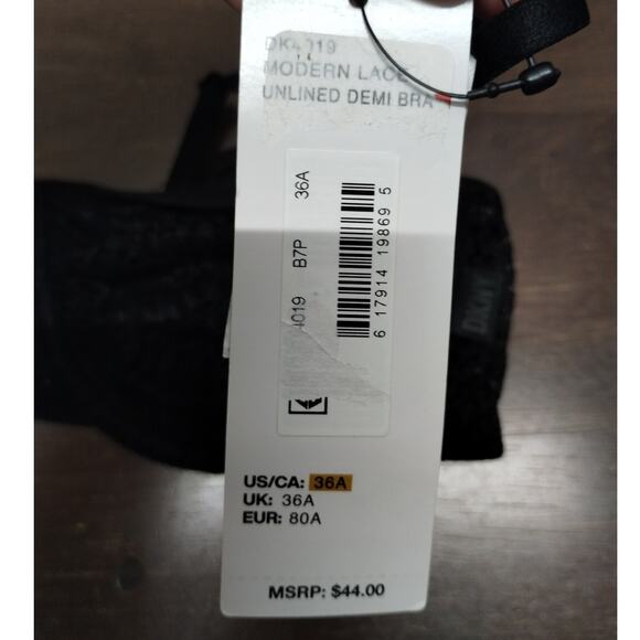 DKNY NWT Size 36A Black Modern Lace Unlined Underwire Demi Bra DK4019 - Picture 8 of 9